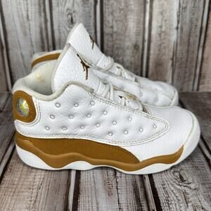 Nike Air Jordan 13 Retro Toddler Size 9C Shoes White Wheat Brown Kids Sneakers